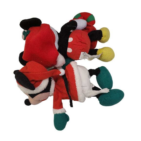 Vintage Walt Disney World Christmas Mickey Mouse Minnie Mouse Plush 8" 1999 - Picture 4 of 9
